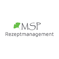 MSP Rezeptmanagement Logo mit grünem Ginkgoblatt und schlichter Schrift auf Weiß